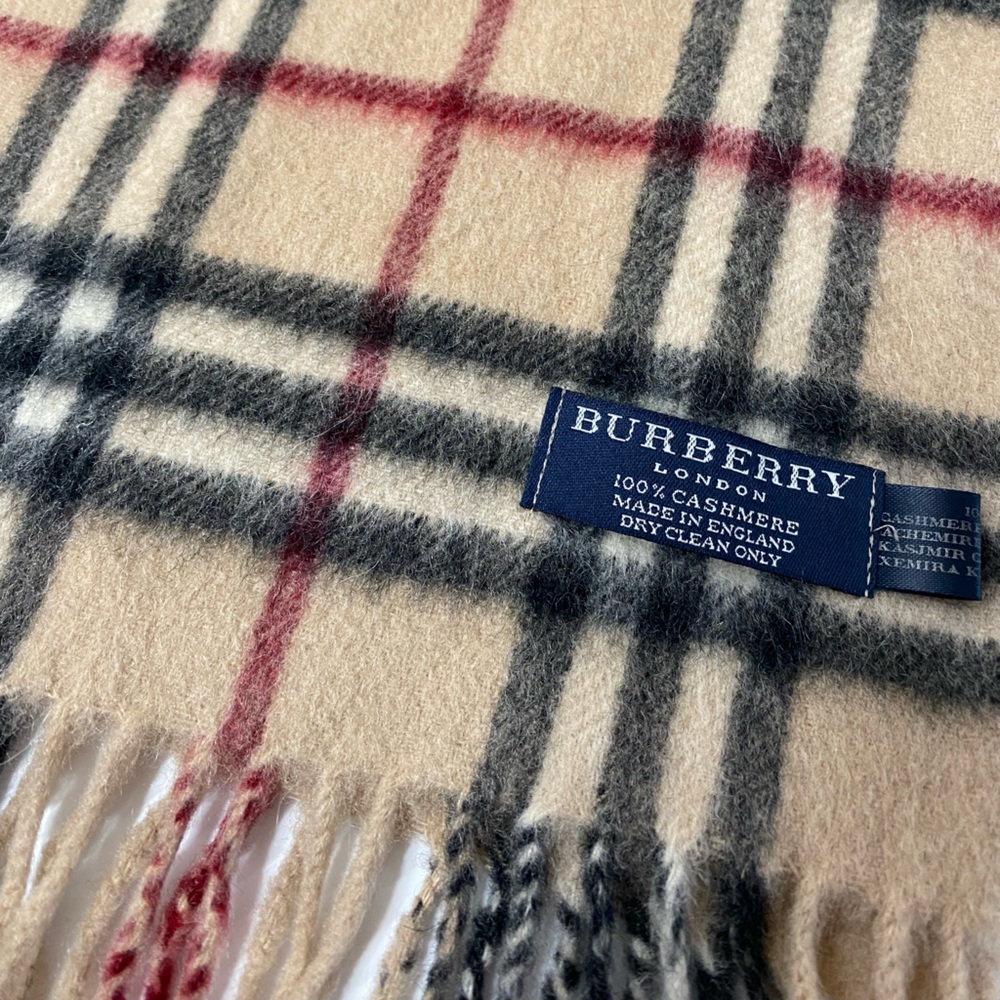 Burberry Fringe Scarf Classic Plaid Vintage Unisex Womens Mens Burberry Scarf - Picture 15 of 16